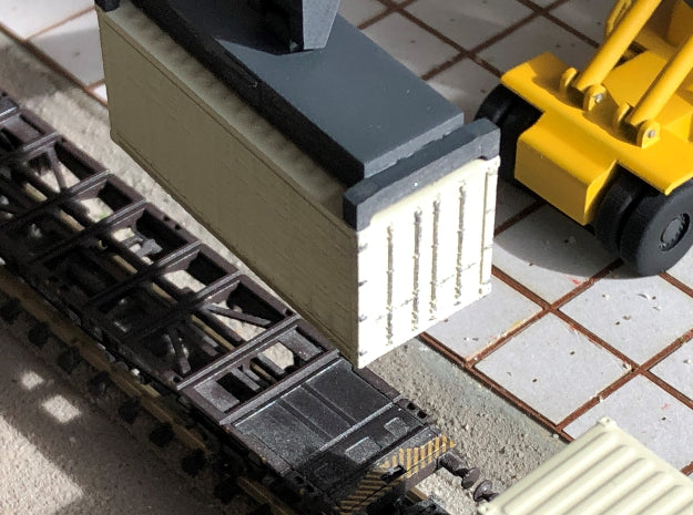 N Scale 20ft Refrigerated Container being loaded onto a railway wagon