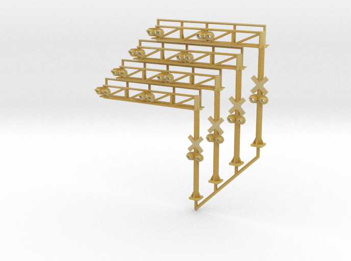 N Scale Crossing Gantry 2 lanes LED front 4pc