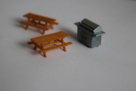 HO Scale BBQ+Picnic Benches