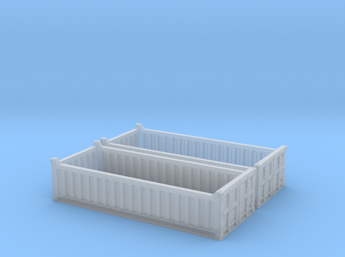 N Scale 20ft Open Top Container Half Height (2 pc