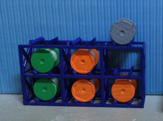 N Scale Cable Reel Storage + 6 reels