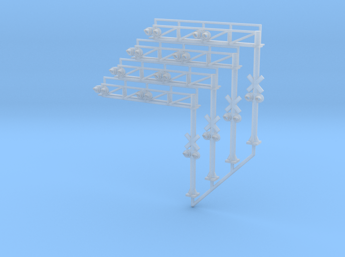 N Scale Crossing Gantry 2 lanes LED front 4pc