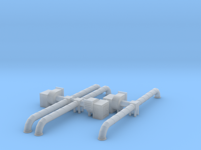 N Scale 3x Rooftop Fan +Ducts