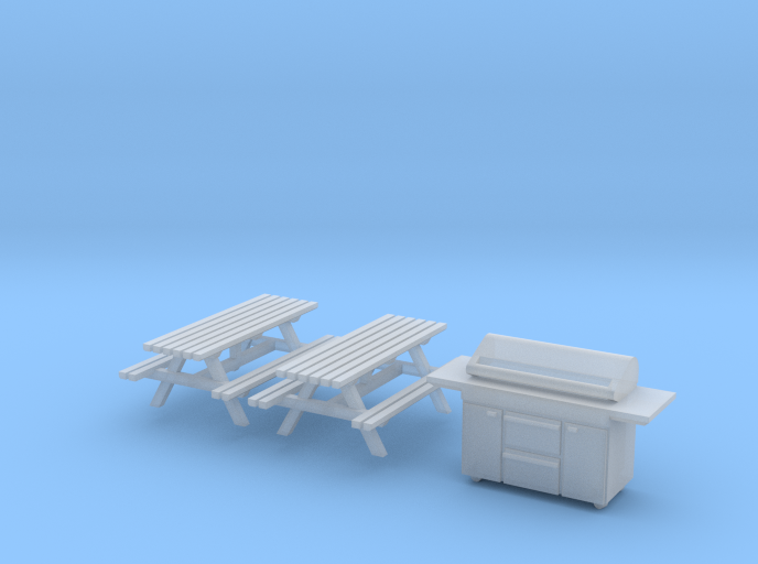 HO Scale BBQ+Picnic Benches