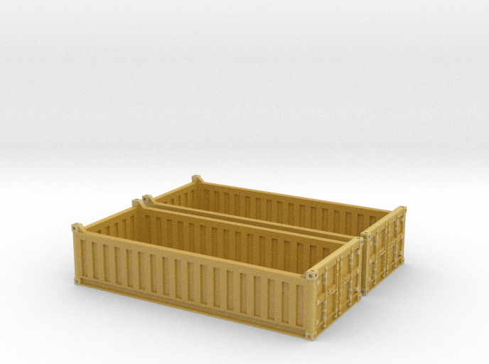 N Scale 20ft Open Top Container Half Height (2 pc