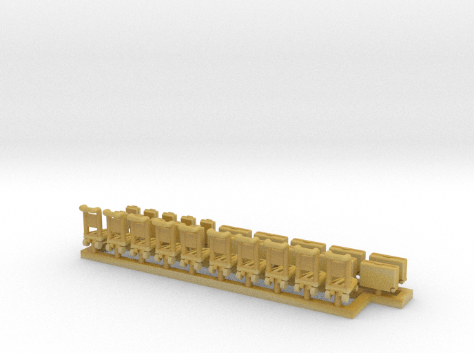 N Scale 10 Luggage Trolleys w Baggage