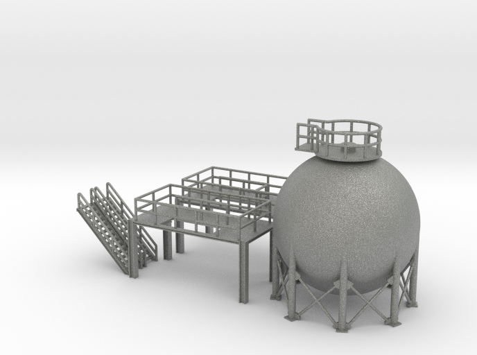 N Scale Spherical Tank + Walkway